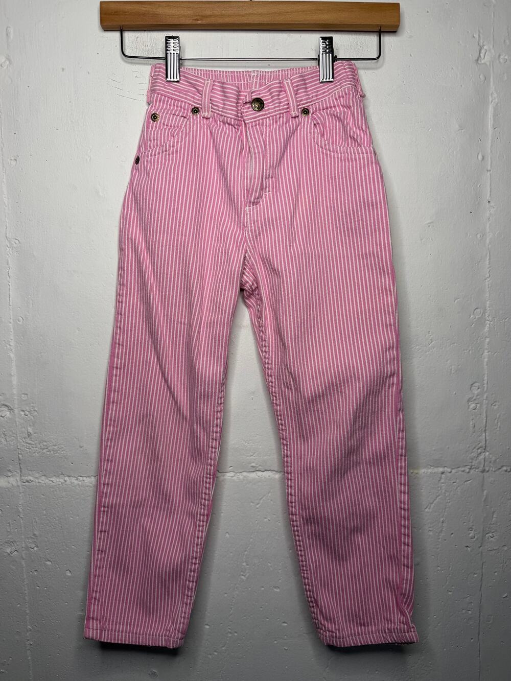 Vintage Osh Kosh B'Gosh Pink White Stripe Girls Size 6 Pants EUC